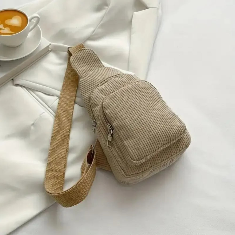 Mini Backpack Purse - Vintage corduroy crossbody tas retro borst