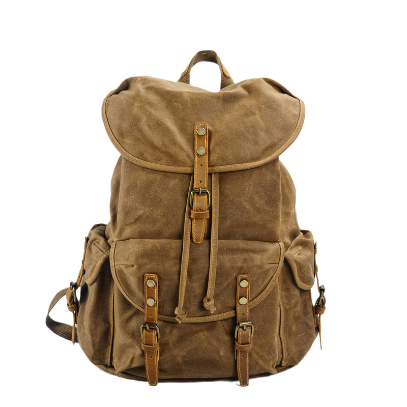 Canvas Backpack Casual - Retro zachte wax canvas rugzak met