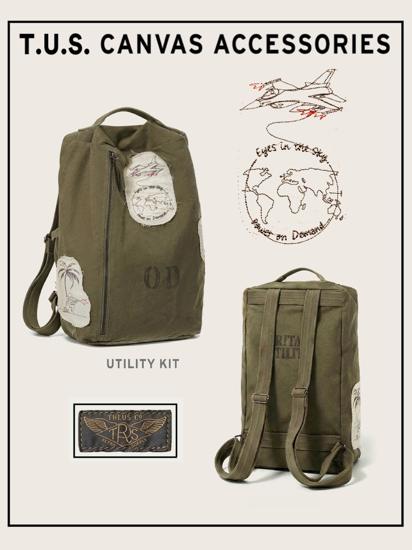 Retro gewassen militaire patch - Canvas Backpack Casual recensie en prijs
